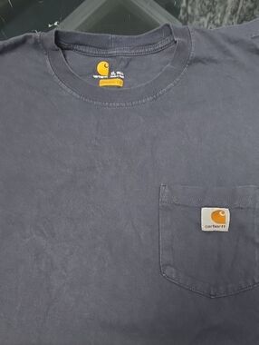 Carhartt Men's Dark Navy Pocket Tee with Logo Patch